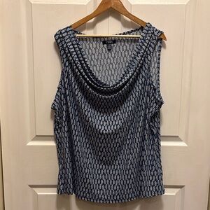 Chaps Blue and White Sleeveless Blouse